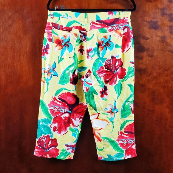 LAUREN RALPH LAUREN Floral Linen Capri Pants 10 - Picture 2 of 5